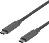 DELTACO USBC-1363M USB-C naar USB-C kabel 10 Gbit/s - 40W - 1,5 meter - Grijs