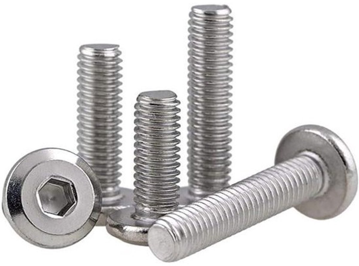 Meubelschroeven - bouten - Inbusschroeven - Meubels bevestigen - Roestvrij staal - M4 x 10 mm - 50 stuks - Zilverkleurig