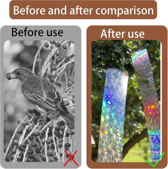 3 Rollen Windmolen voor Balkon en Tuin - 80 m x 2.2 cm, Pigeon Afschrikking, Vogels Afhouden en Tuinbescherming — afbeelding 4