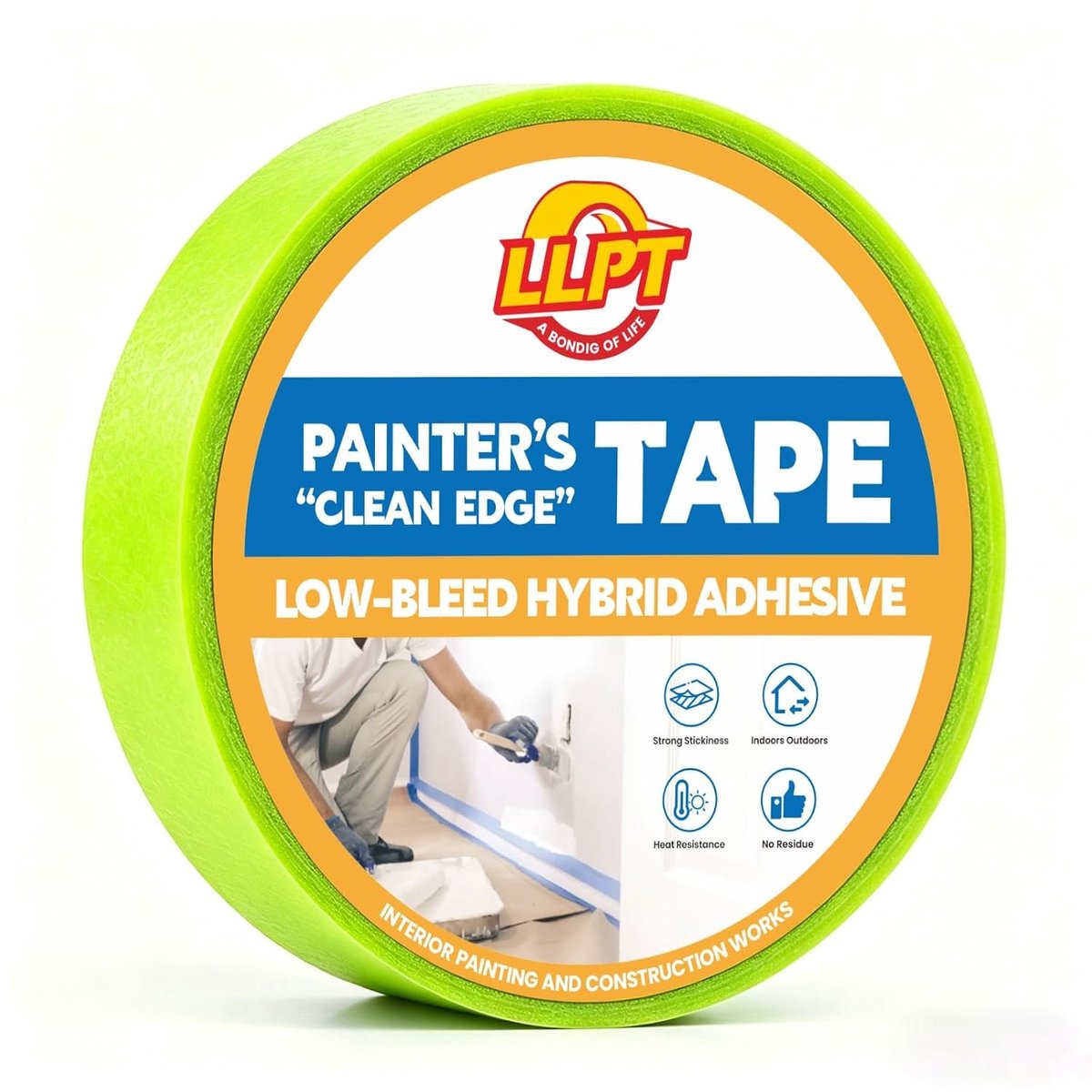 Groene Verf Tape 24 mm x 50 meter - Hoge Hechting, UV Bestendig, Perfect voor Binnen en Buiten, Ideaal voor Klussers en Schilderprojecten