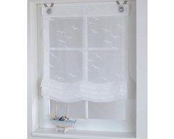 Kutti vouwgordijn oogje rolgordijn wit transparant maritim seabird breedte 45, 60, 80, 100 cm x hoogte 130 cm