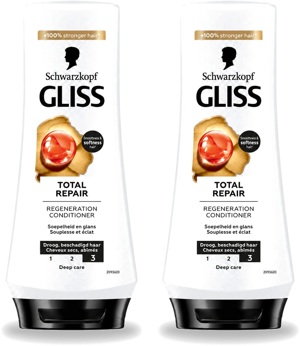 2 x Gliss - Hair Repair - Conditioner voor Totaal Herstel - 200 ml - Voordeelverpakking - 2 stuks