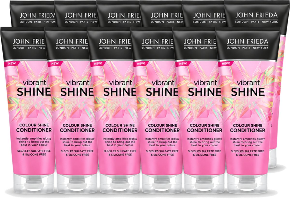 12 x John Frieda – Conditioner – Vibrant Shine Colour – Glansversterkend – 250 ml - Voordeelverpakking - 12 stuks