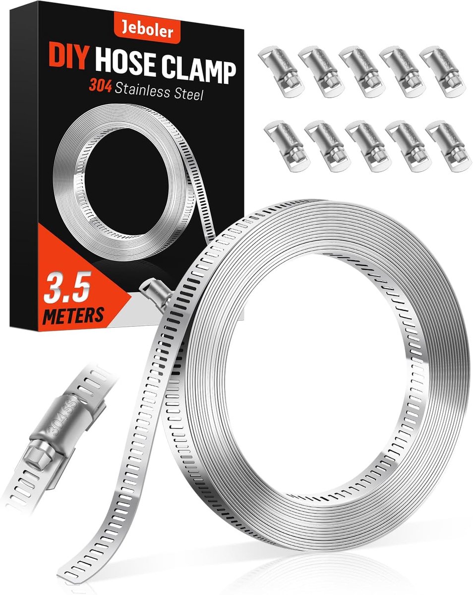 Hose clamps 3.5m - 304 roestvrij staal - verstelbaar - ideaal voor tuinen - ShopVlot