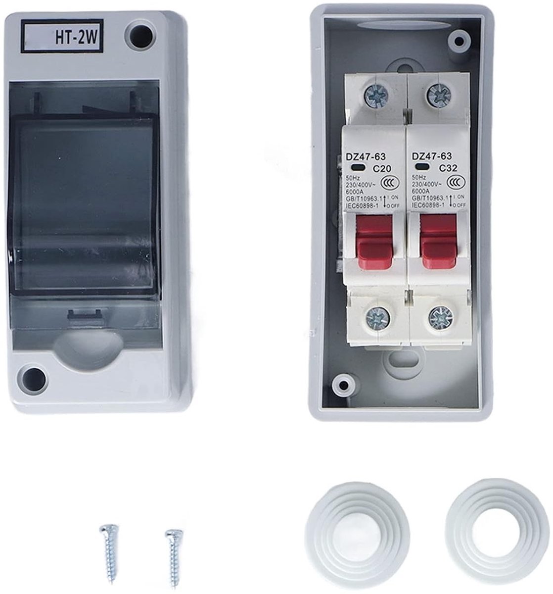 IP65 Verdeeldoos voor Thuis en Kantoor, Compact en Lichtgewicht, Eenvoudige Installatie, Met Circuitonderbreker en DIN Rail, 20A