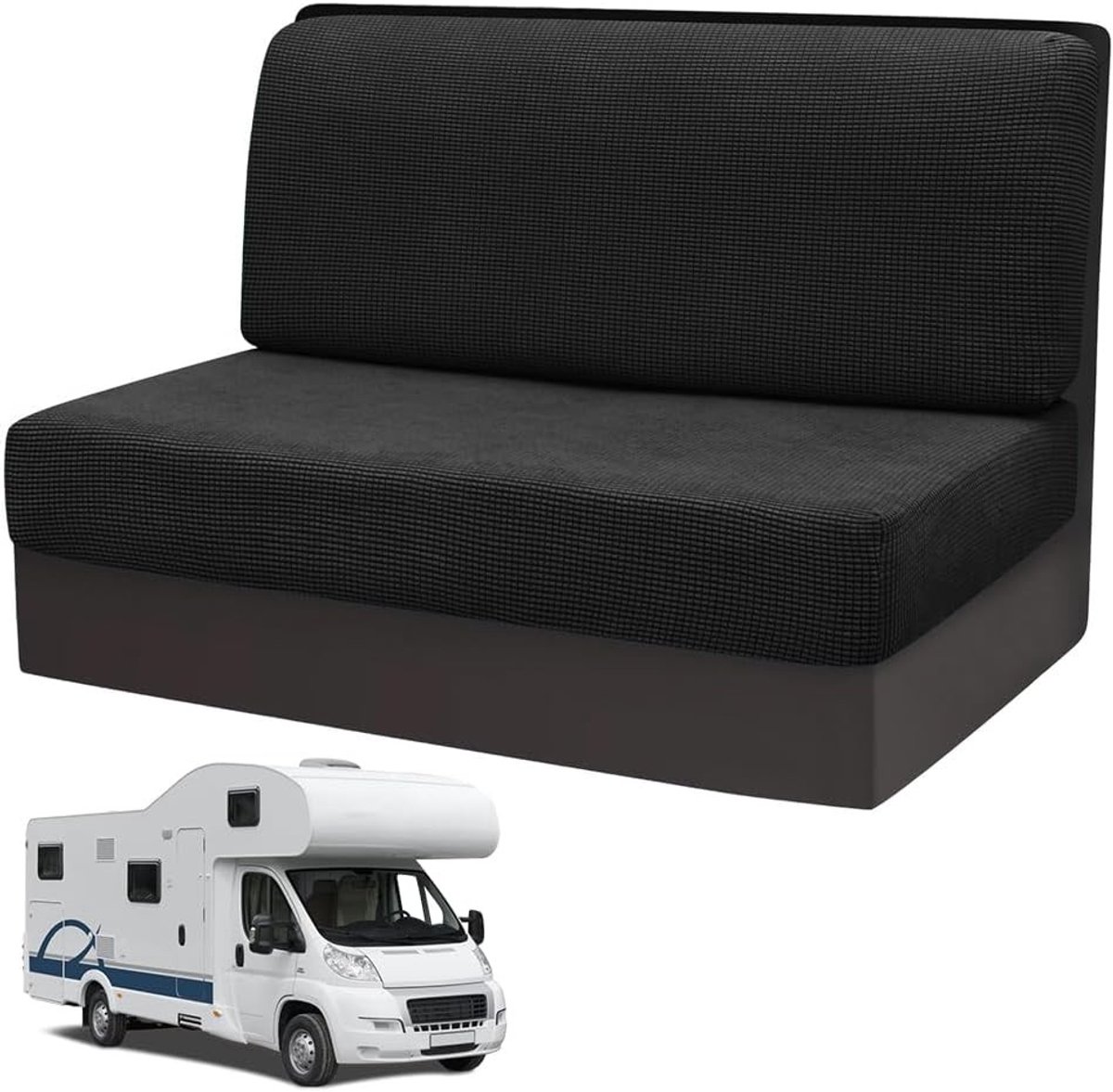 Set van 2 Wasbare Zitkussenhoezen voor Caravan en Sofa met Tension Brackets, Perfect voor RV en Trailergebruik