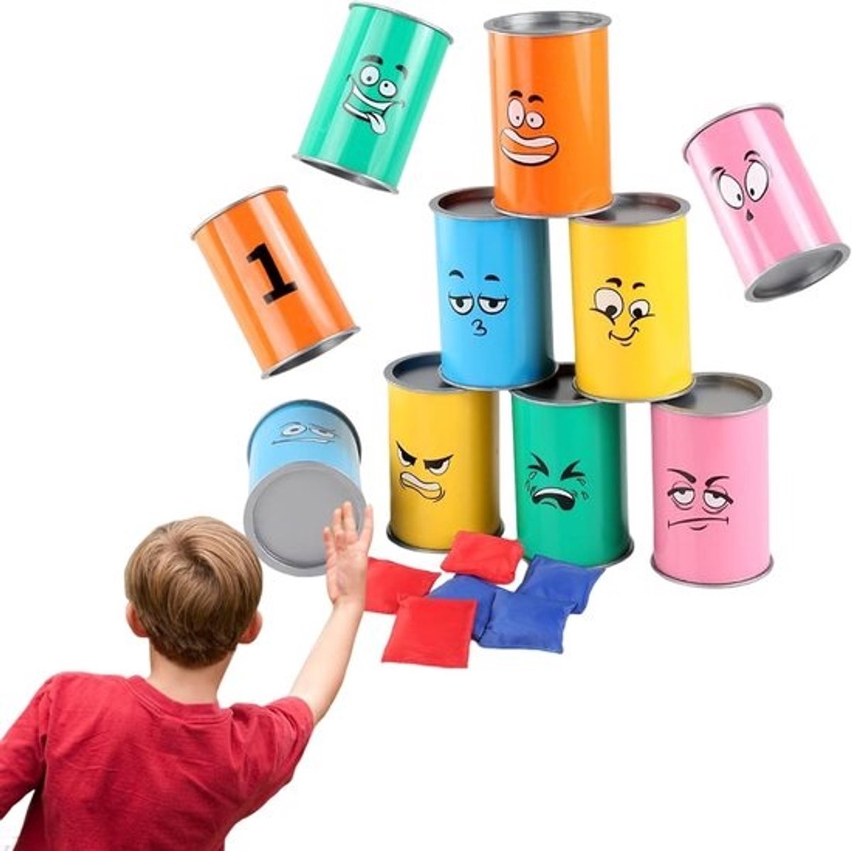 Werpspellen Kermis - Blikken gooien - Buitenspelactiviteit - Interactief familiespeelgoed - 10x7cm - Meerdere kleuren