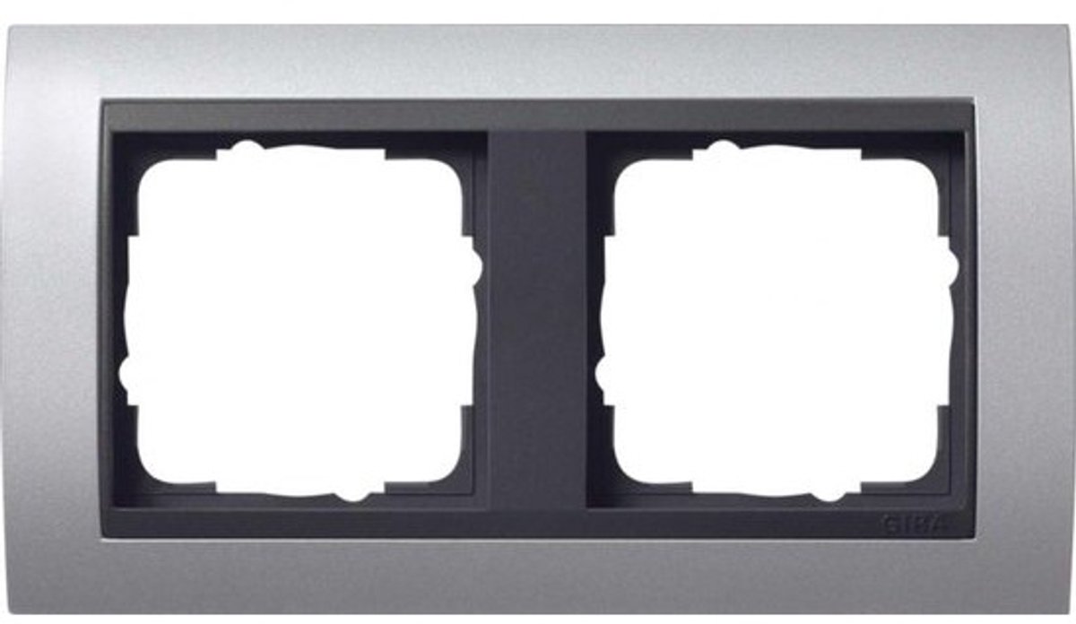 Dubbel afdekframe - Frame voor wandmontage - Afwerking voor stopcontact - Onbreekbaar aluminium - 16x9 cm - Aluminium - antraciet