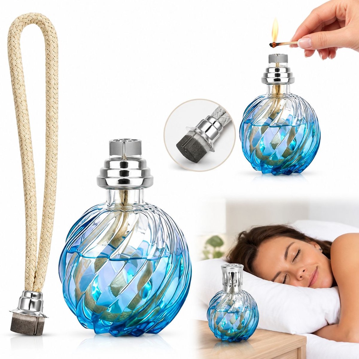 VHV - Geurbrander lont - 13 mm - Lont met steentje - Olielamp lonten - Geurlamp lonten - Olielamplonten voor geurlamp - in de keuken