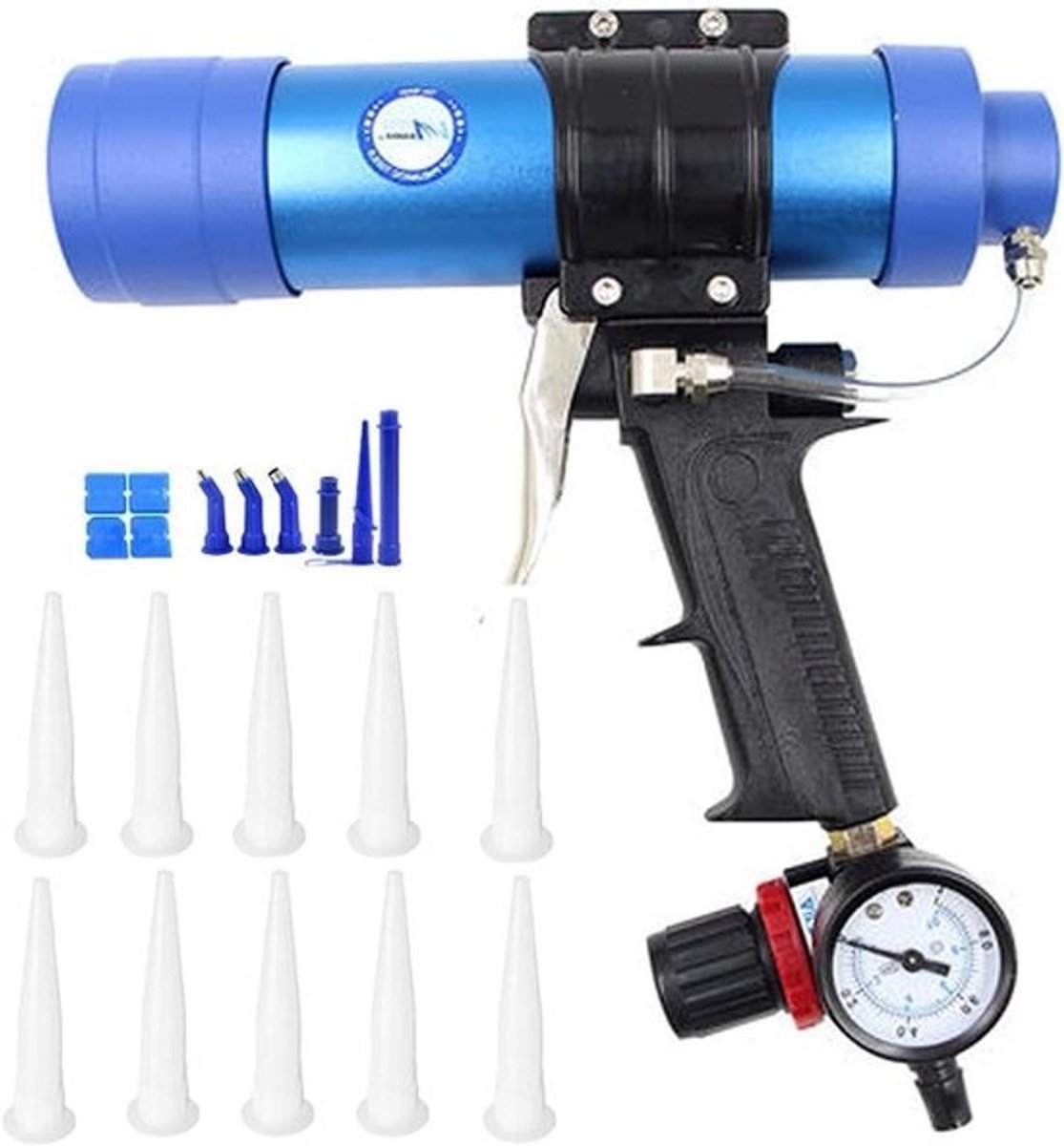 Kitpistool voor siliconenkit - 310 ml pneumatische cartridge-dispenser - Bouwgereedschap voor vullen en verzegelen thuis en op kantoor
