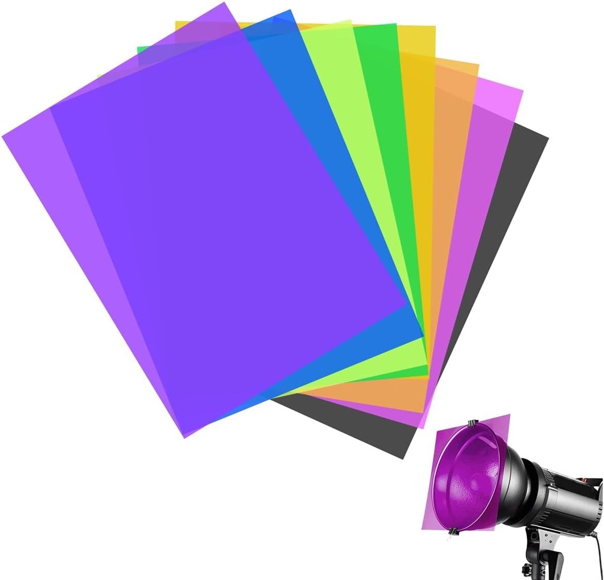 Kleurfolie voor Ledlampen - 8 Stuks A4 Gekleurde Gelfolie voor Creatieve Verlichting en Fotografie