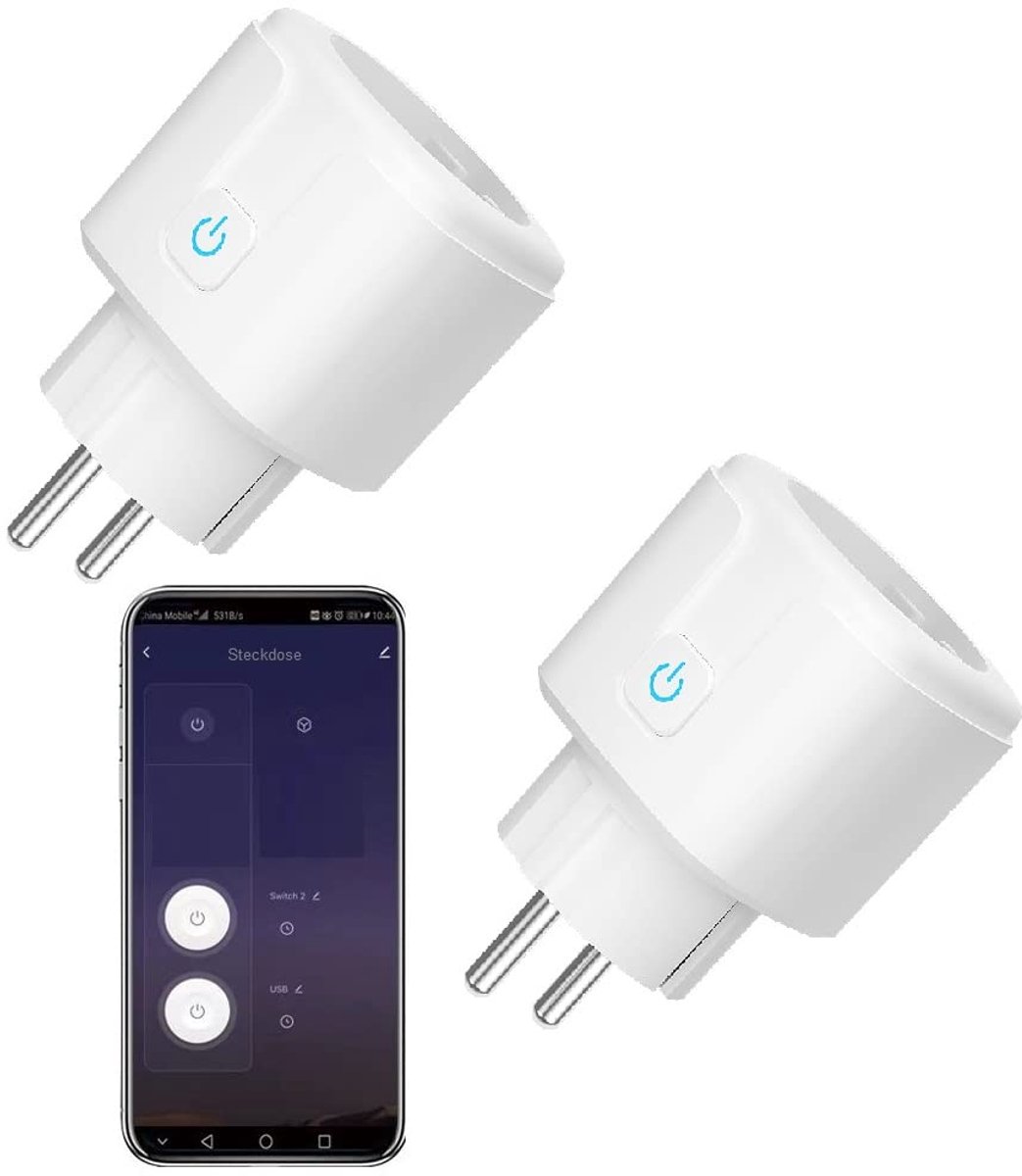 SnelShoppen - UseeLink Zigbee 3.0 Smart Mini Plug 16A 3600W Power Meter - Slimme Stekker voor iOS/Android, Echo Compatibel, 2-Pack - Perfect voor Thui