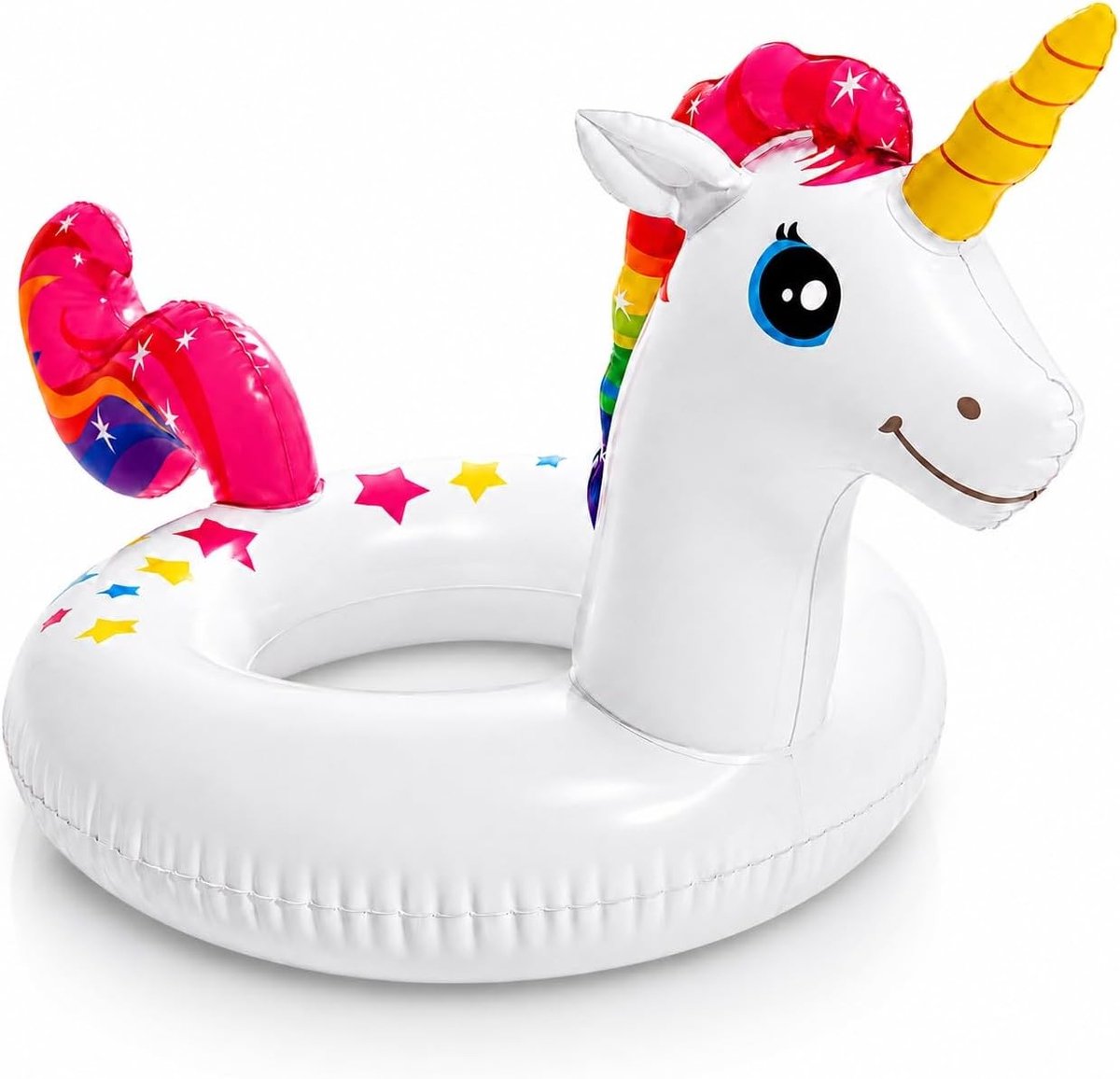 Opblaasbare Eenhoorn Zwemring van 58 cm met Sprankelende Glitters, Ideaal voor Zomer, Zwembadfeesten en Strandvakanties, Compact Water Lounger voor Kinderen en Volwassenen