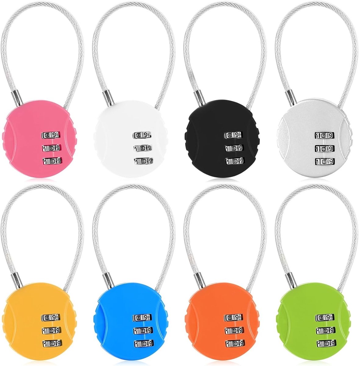 8-delige combinatie hangslot set, kleine koffer sloten, 3-cijferige bagage sloten voor veiligheid, ideaal voor koffers, rugzakken en gymtassen