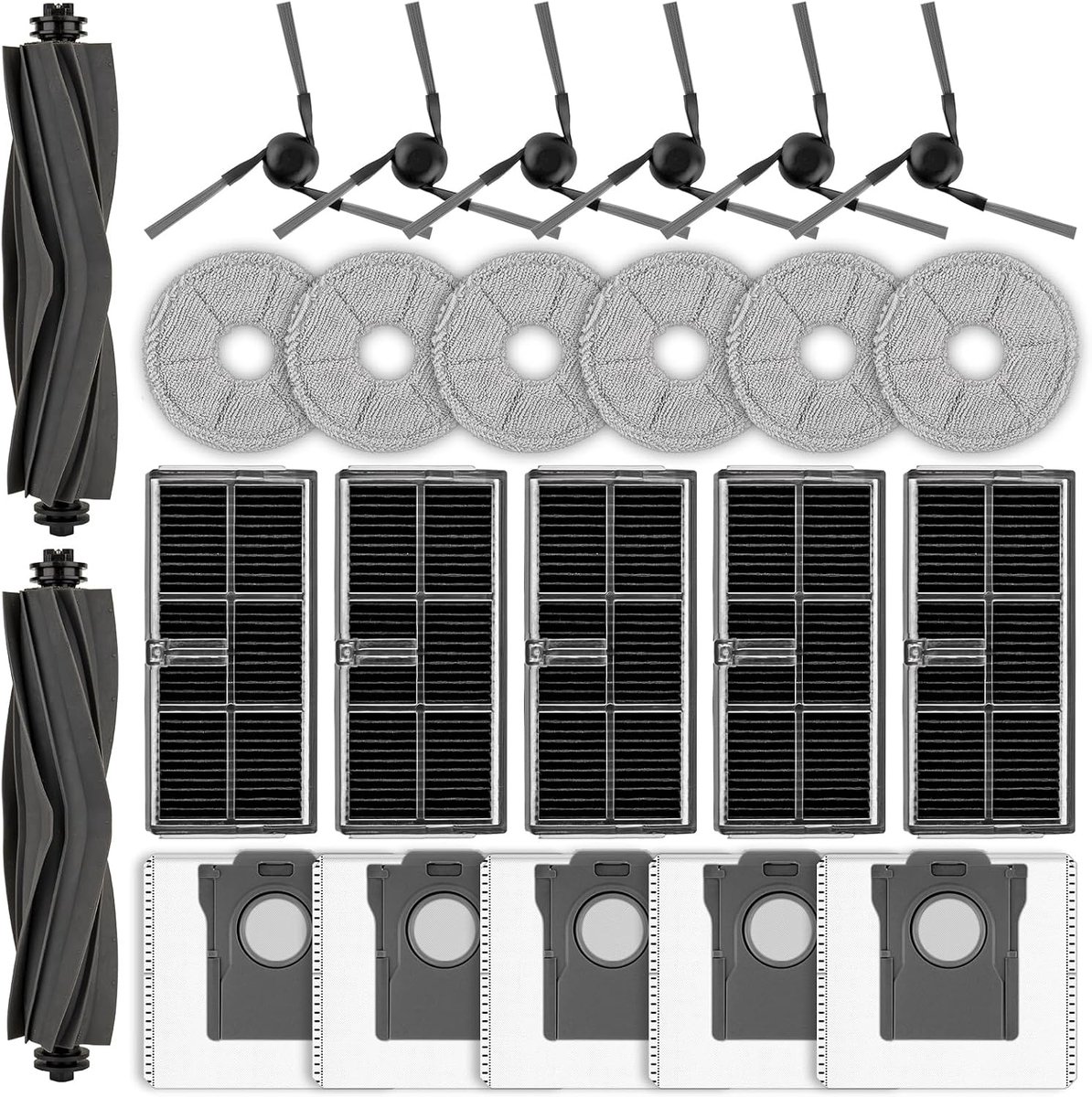 E40 Ultra vervangende onderdelen compatibel met Mova E40 Ultra robotstofzuiger, 2 rolborstels, 6 dweilpads, 5 - ShopVlot
