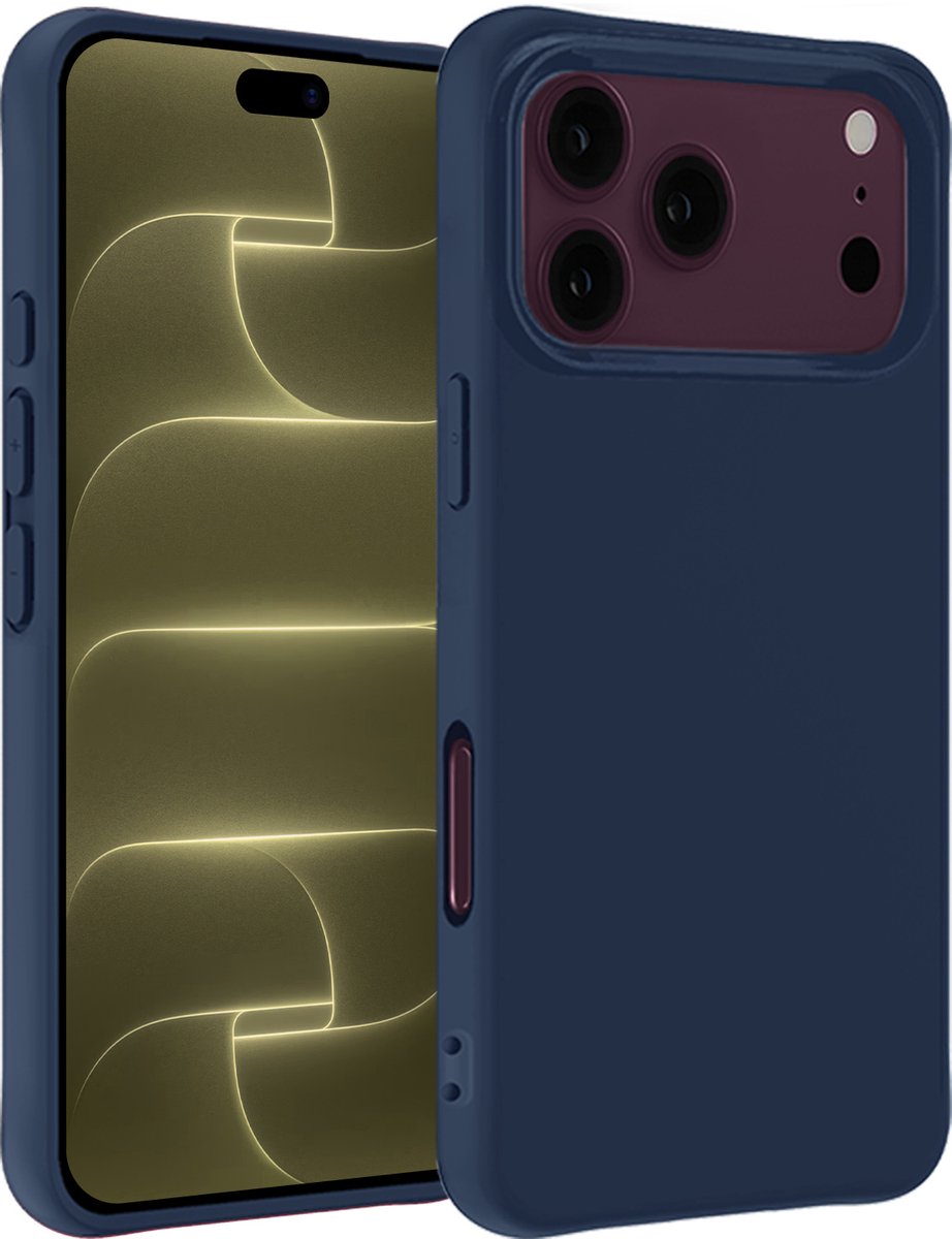 Hoesje - Geschikt voor Apple iPhone 18 Pro Max - Sterk & Shockproof - Hoes Cover - Siliconen Case - Telefoonhoesjes - Donkerblauw