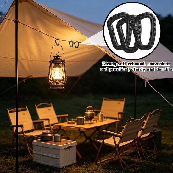 Set van 10 D-vormige kunststof karabiners voor outdoor, camping en klimmen — afbeelding 3