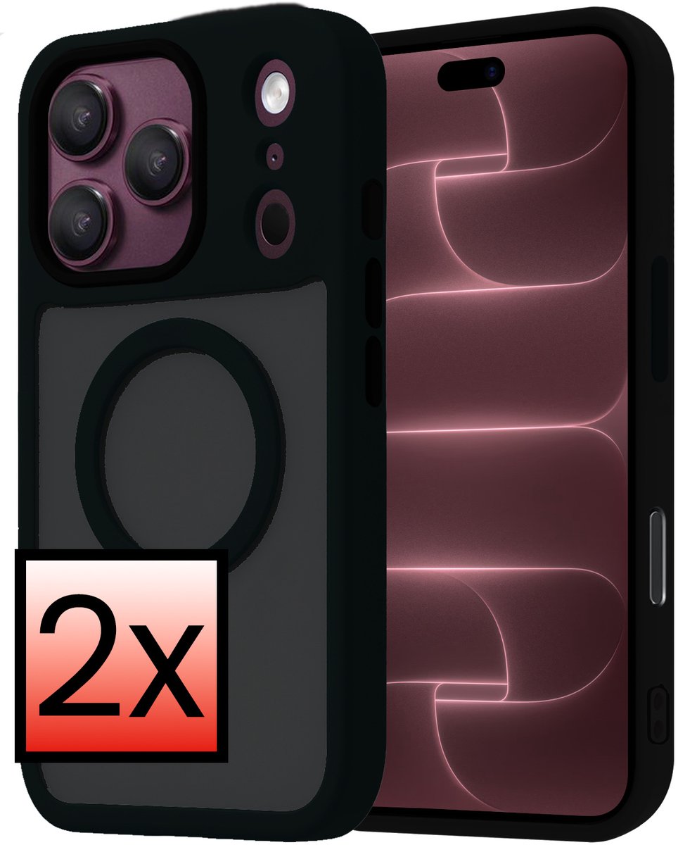 Hoesje - 2 Stuks - Geschikt voor Apple iPhone 18 Pro - Magsafe Compatible - Sterk & Shockproof - Back Cover - Shock Proof Case - Telefoon Hoes - Zwart
