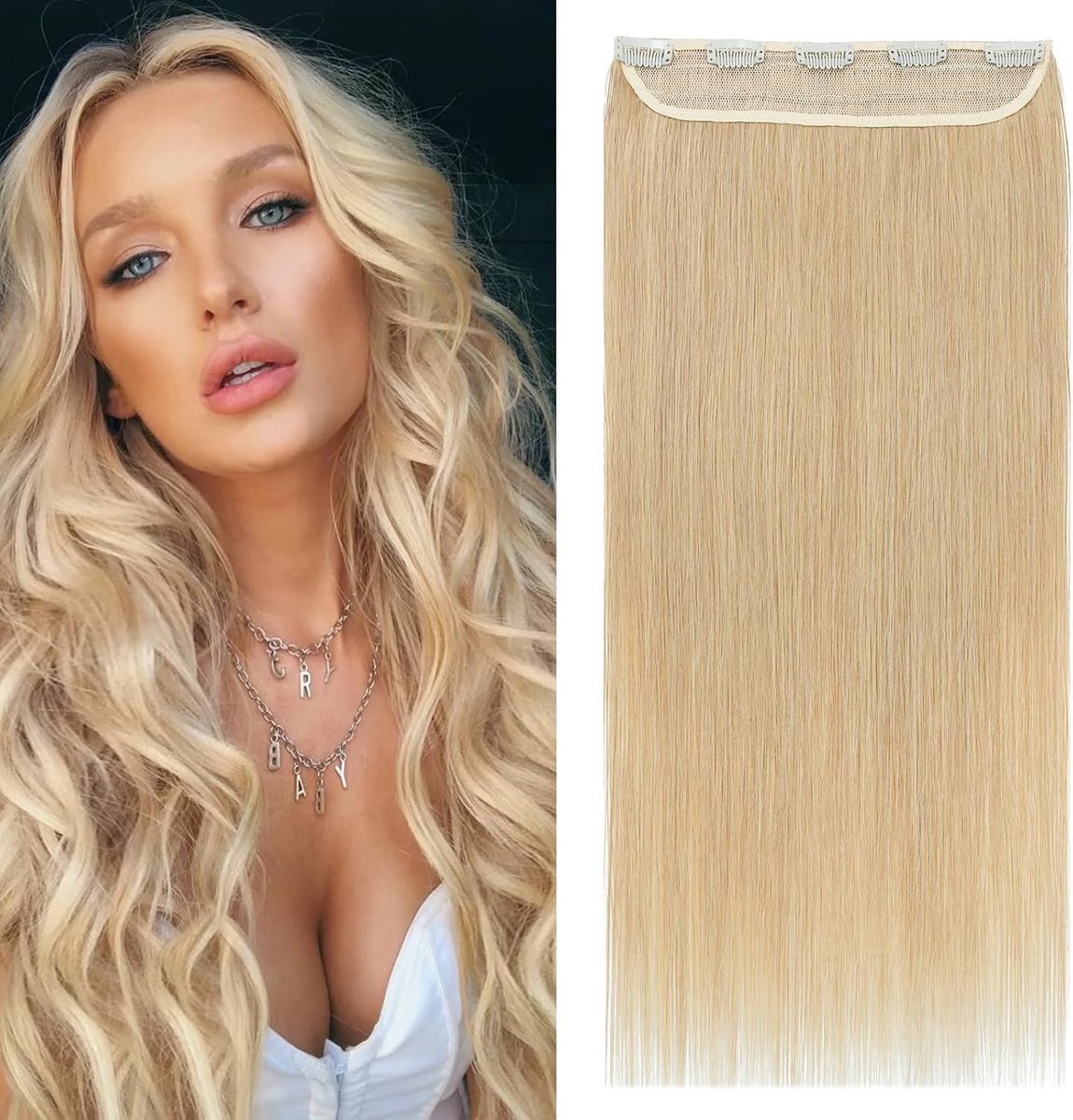 Clip-In Haar Extensions 50 cm - Monoband 100% Natuurlijk - Dikke Volumineuze Look - Eenvoudig Te Dragen - ShopVlot