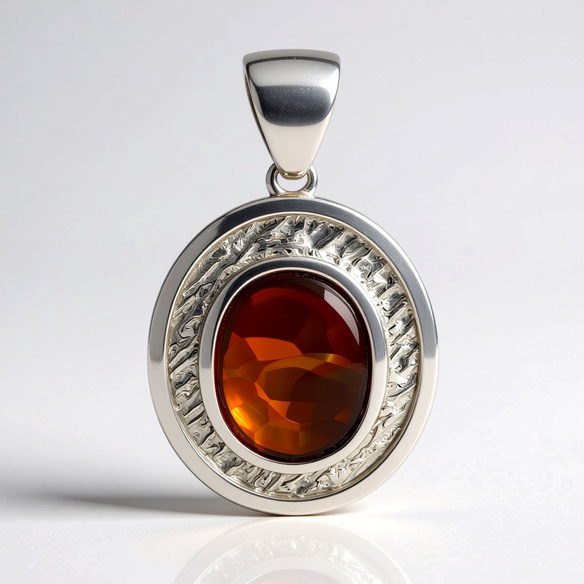 Cavill - Zilveren hanger met vuuragaat 2,65 ct - 925 sterling zilver rhodium - Ovaal cabochon edelsteen sieraden - Mexicaanse vuurrode hanger