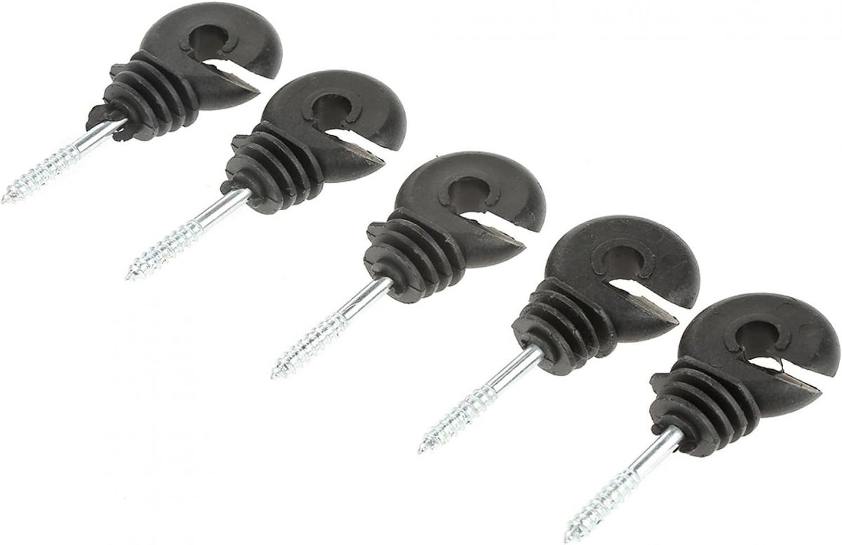 Set van 50 Ringisolatoren voor Hekwerk - Zwarte Schroef-in Ringisolatoren voor Houten Palen, Fencing Accessoires en Beveiliging