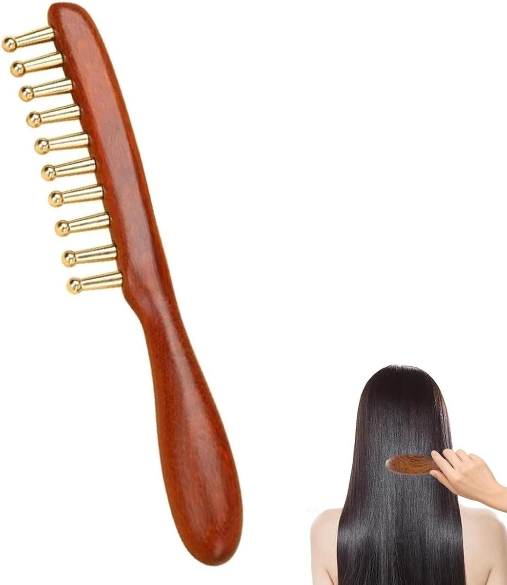 Haarborstel 18.8cm - Sandelhout - Breed tandig - Ontspanning en hoofdmassage - ShopVlot
