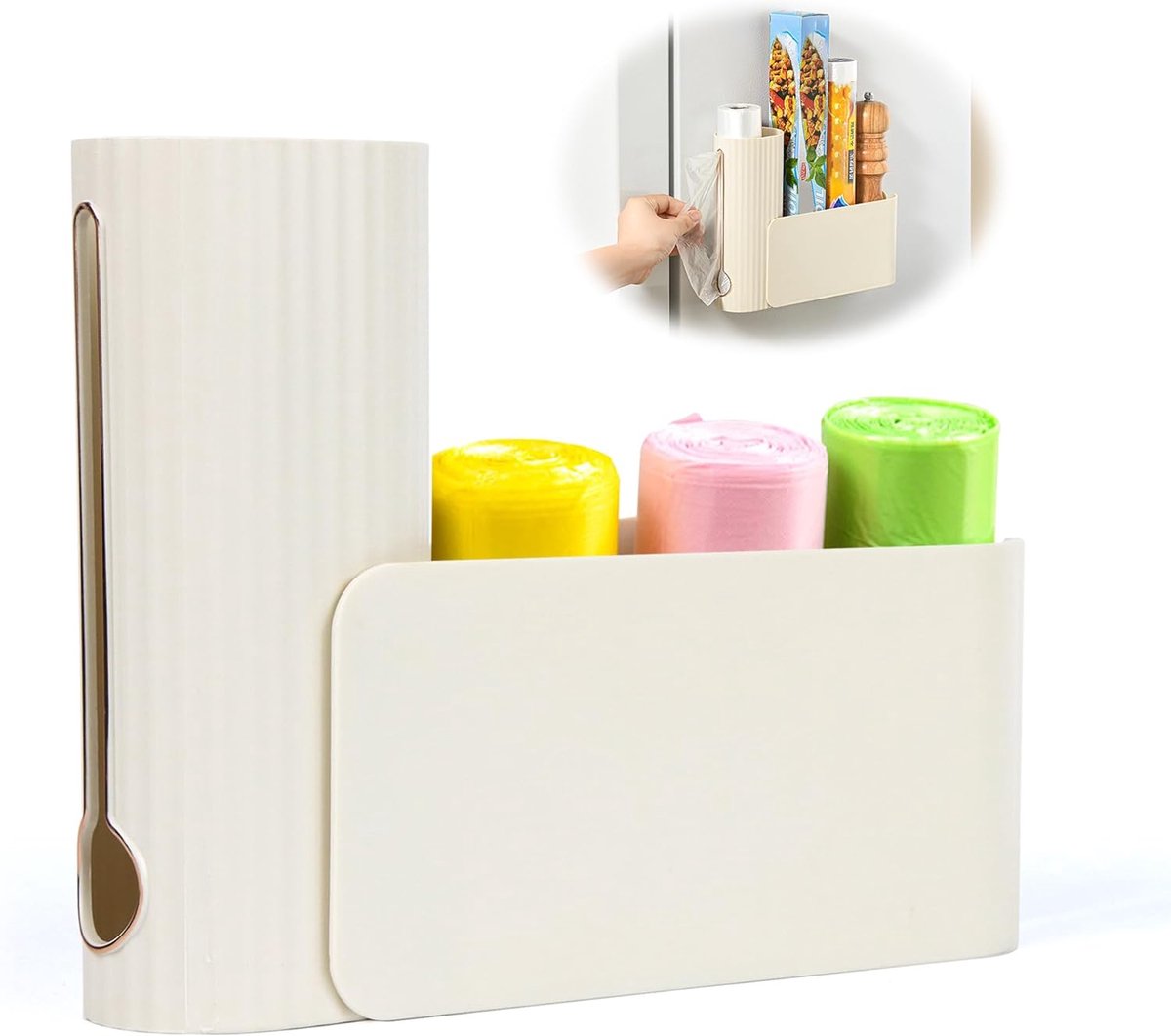 Wandgemonteerde vuilniszakorganizer, opvouwbare plastic zakhouder voor kasten, koelkasten, badkamers, wandgemonteerde - ShopVlot