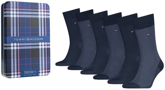 Th Men Socks 6p Tin Giftbox Birdeye Navy | Blauw | Maat: 39/42