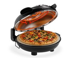 MOA Elektrische Pizzaoven - Tot 400°C - Boven- en Onderwarmte - Met Bamboeschep - Pizza Oven - 30,5 cm Pizzasteen - Zwart