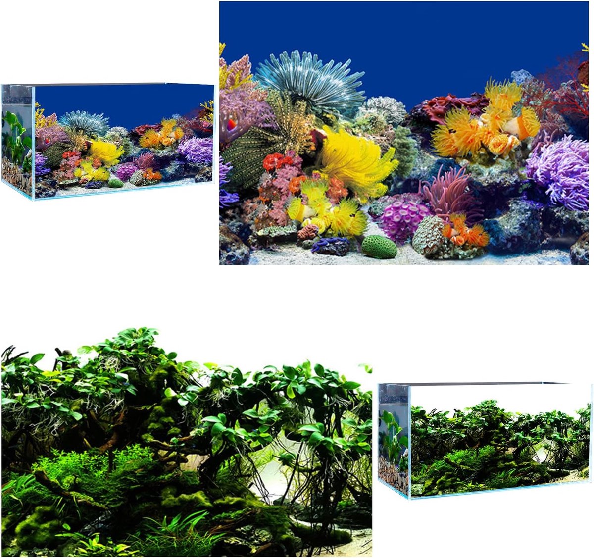 3D PVC Aquarium Background, Underwater Reef Design, 62x30cm, Suitable for Freshwater and Saltwater Aquariums - ShopVlot