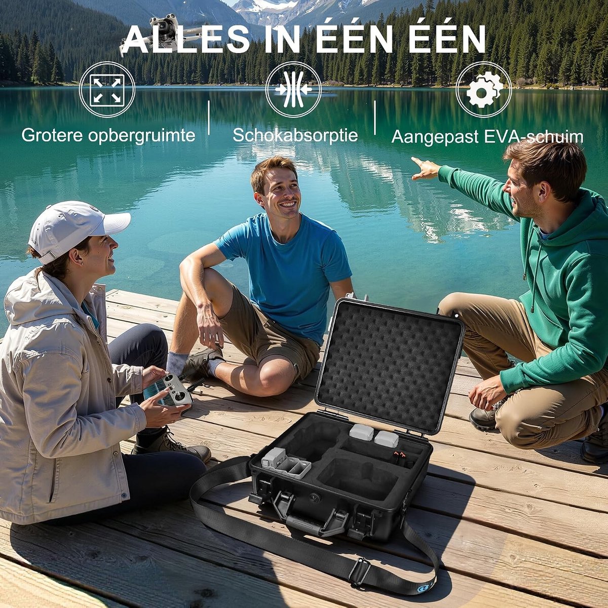Waterdichte Hard Case voor DJI Mini 5 Pro Drone, Inclusief Ruimte voor 6 Batterijen en Oplader, Ideaal voor Bescherming en Transport van Accessoires – foto 7