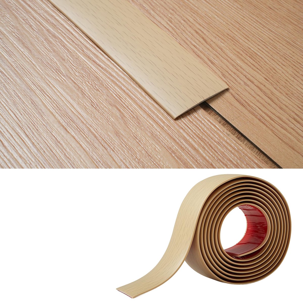 Pvc-vloerovergangsstrips, 2 mm dik x 5 cm breed, zelfklevende laminaatstrips voor deur, platte rand, scheidingsstrip - ShopVlot
