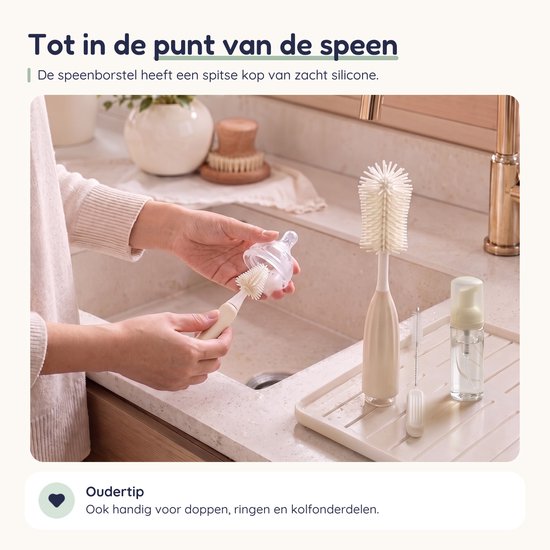 Numsy Flessenborstel Set met Schuimpomp - 4-delig - Siliconen Flessenborstel, Speenborstel en Rietjesborstel — afbeelding 4