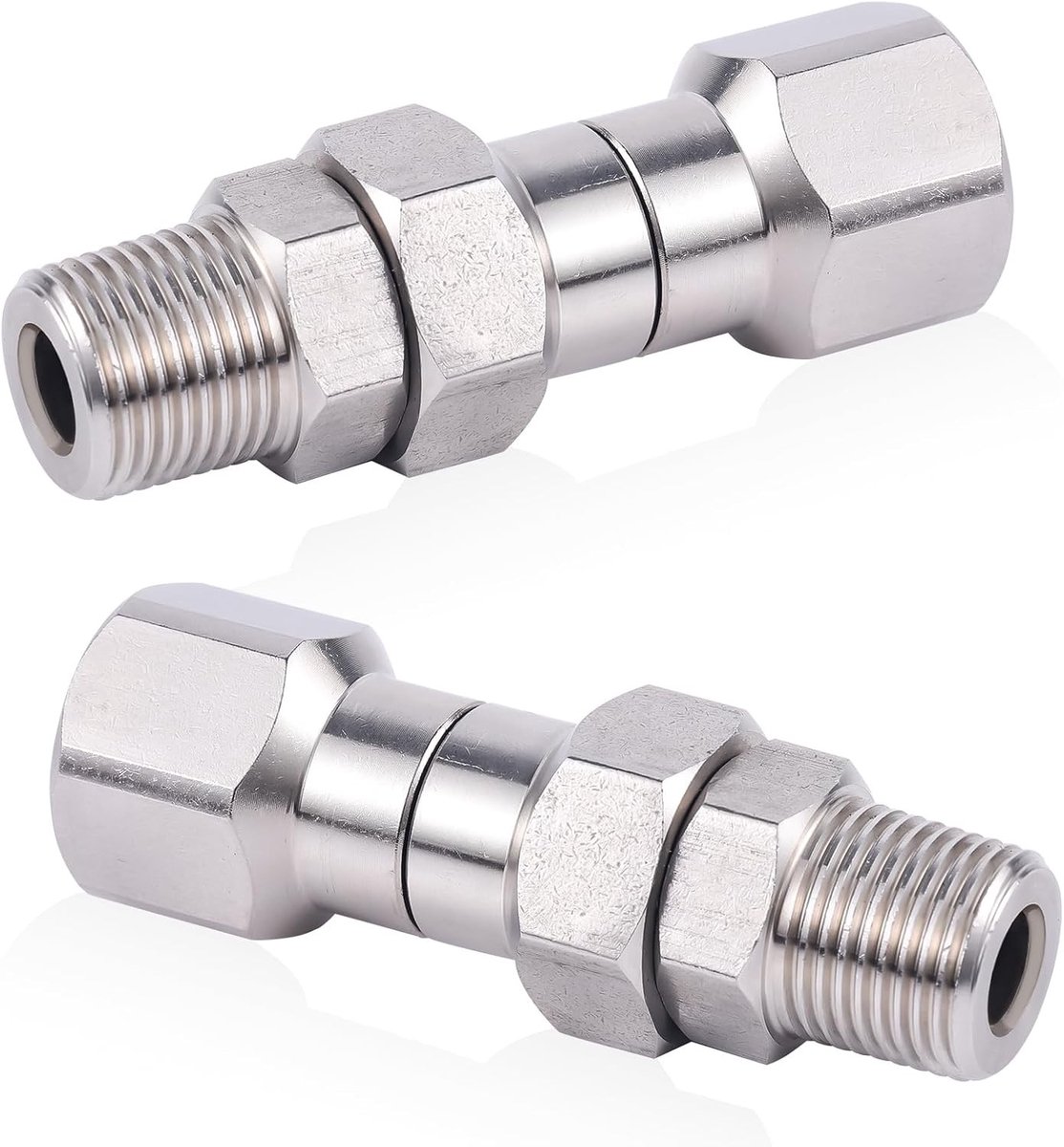 Hoge Druk Slang Koppeling 3/8" NPT, RVS 360° Draai Adapter, Kink-vrij, 4500 PSI voor Hogedrukreinigers en Slangen