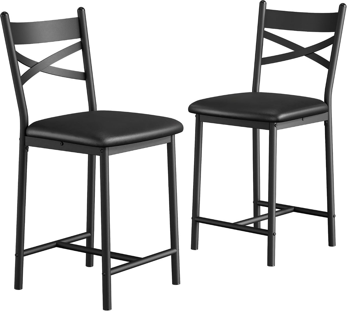 Barkrukken Set van 2 - 57 cm Barstoelen PU Kussen Goud Frame 136kg