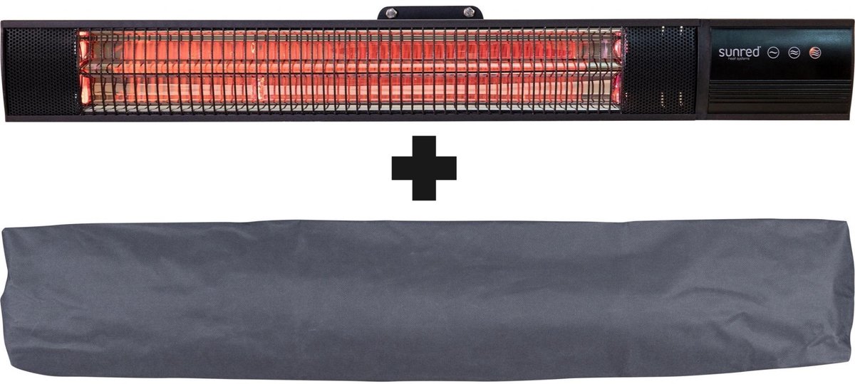 Sunred Dark 1500 W - Wall-Mounted Patio Heater - Black + Cover