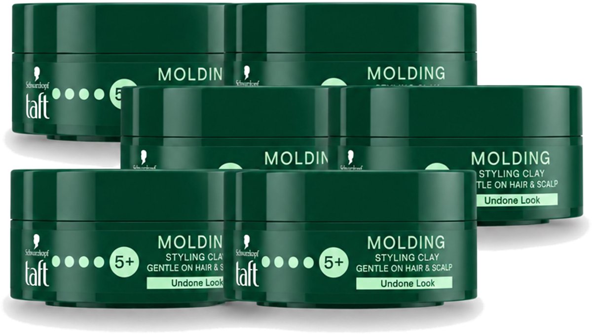 6 x Taft - Molding Styling Clay - Hold 5+ - Vormbare hold - 75 ml - Voordeelverpakking - 6 stuks