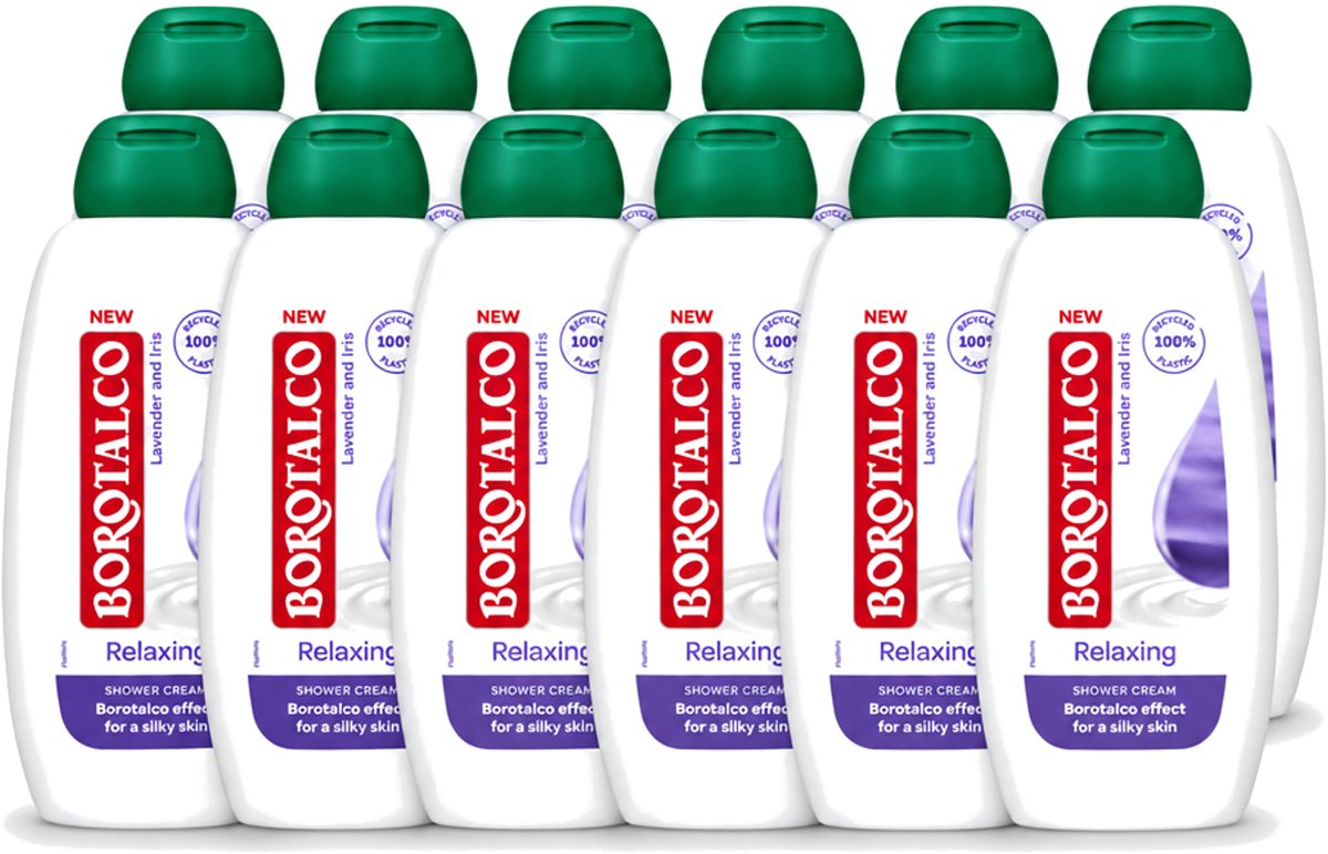 12 x Borotalco - Douchegel - Relaxing - Lavender & Iris - 250 ml - Voordeelverpakking - 12 stuks