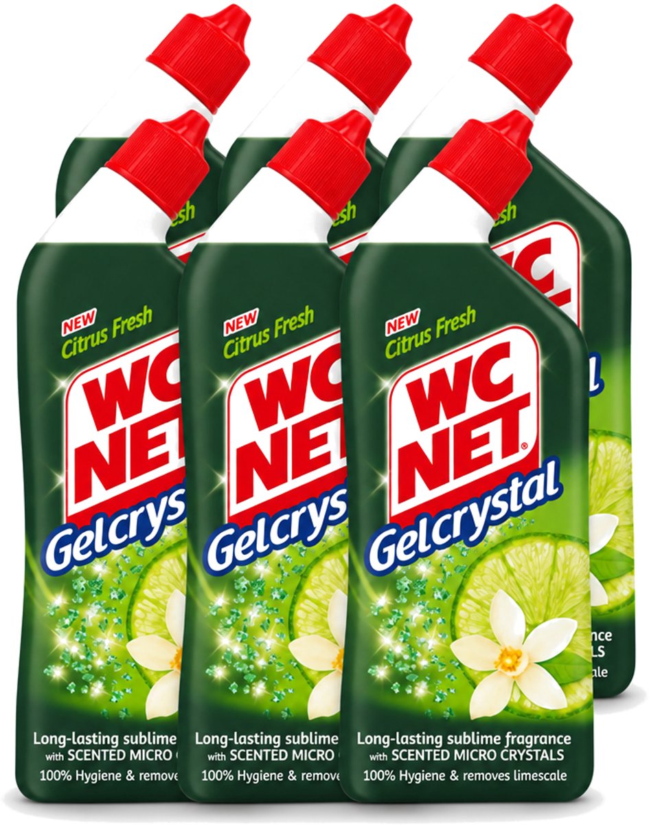 6 x WC Net - Toiletreiniger - Gel - Citrusgeur - Ontkalkt - 750ml - Voordeelverpakking - 6 stuks