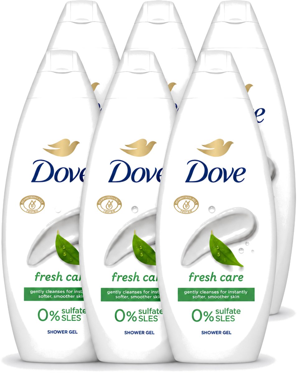 6 x Dove – Douchegel – Fresh Care – 250 ml - Voordeelverpakking - 6 stuks