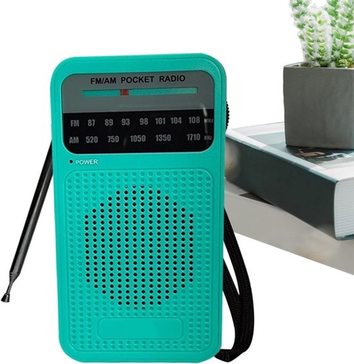 Draagbare radio - Zakradio op batterijen - Voor reizen en ontspanning - Verbeterde ontvangst - Compact formaat - Groen