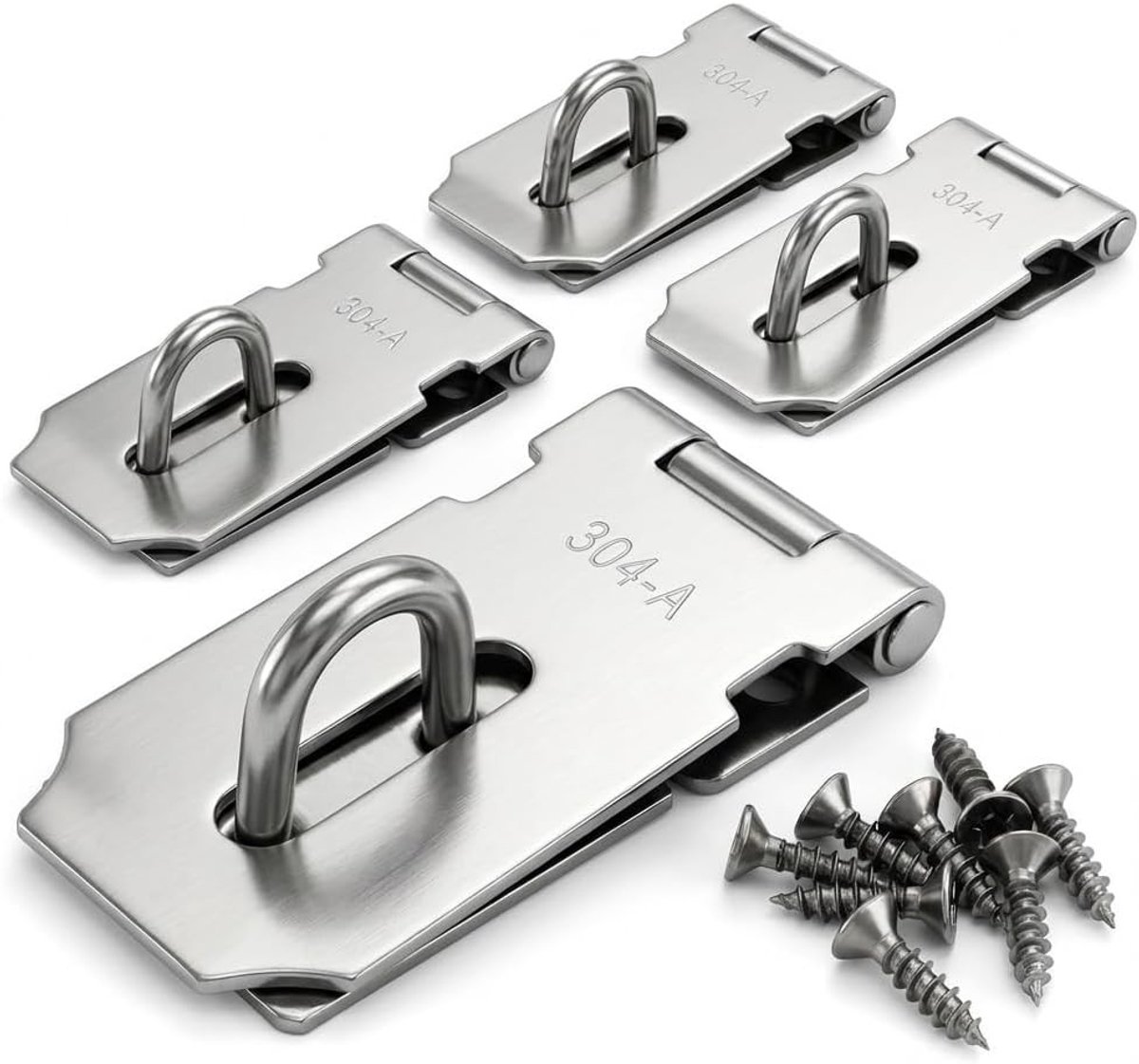 4 Stuks Lock-out Beugels Hasp, 82mm RVS Hangslot Beugels met Schroeven voor Deur, Schuur, Raam en Lade