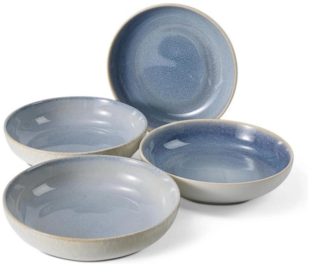 Siaki diep bord Raya - set van 4x - pastabord - blauw - 23 x 5 cm - soepbord - aardewerk