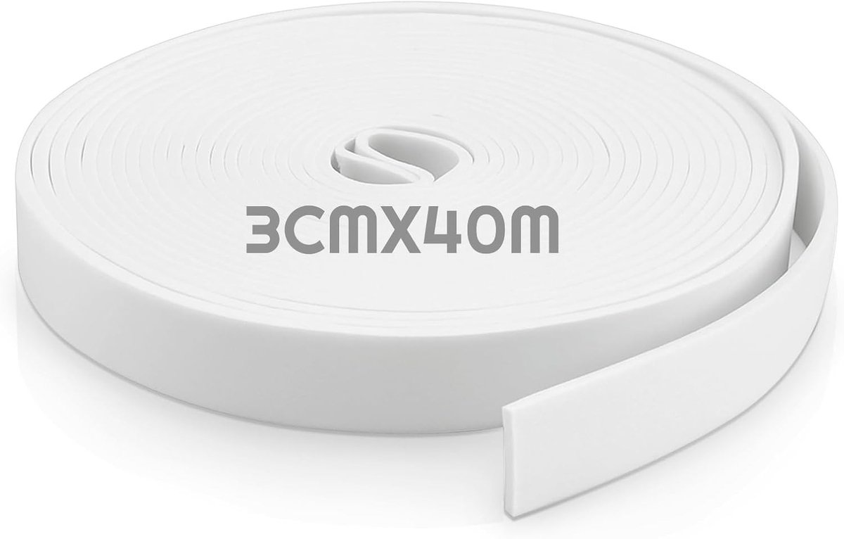 Zelfklevende Isolatiestrips voor Tegelvoegen - Dilation Tape voor Vloerverwarming, Scheidingswanden en Egalisatie (3cm x 40m, Wit)