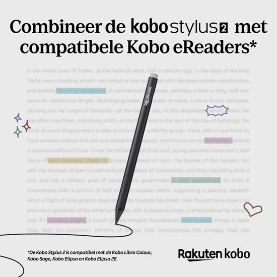 Kobo Stylus 2 Pen voor eReader - Zwart - Oplaadbaar - Markeerknop - Gum van Merkloos — afbeelding 2