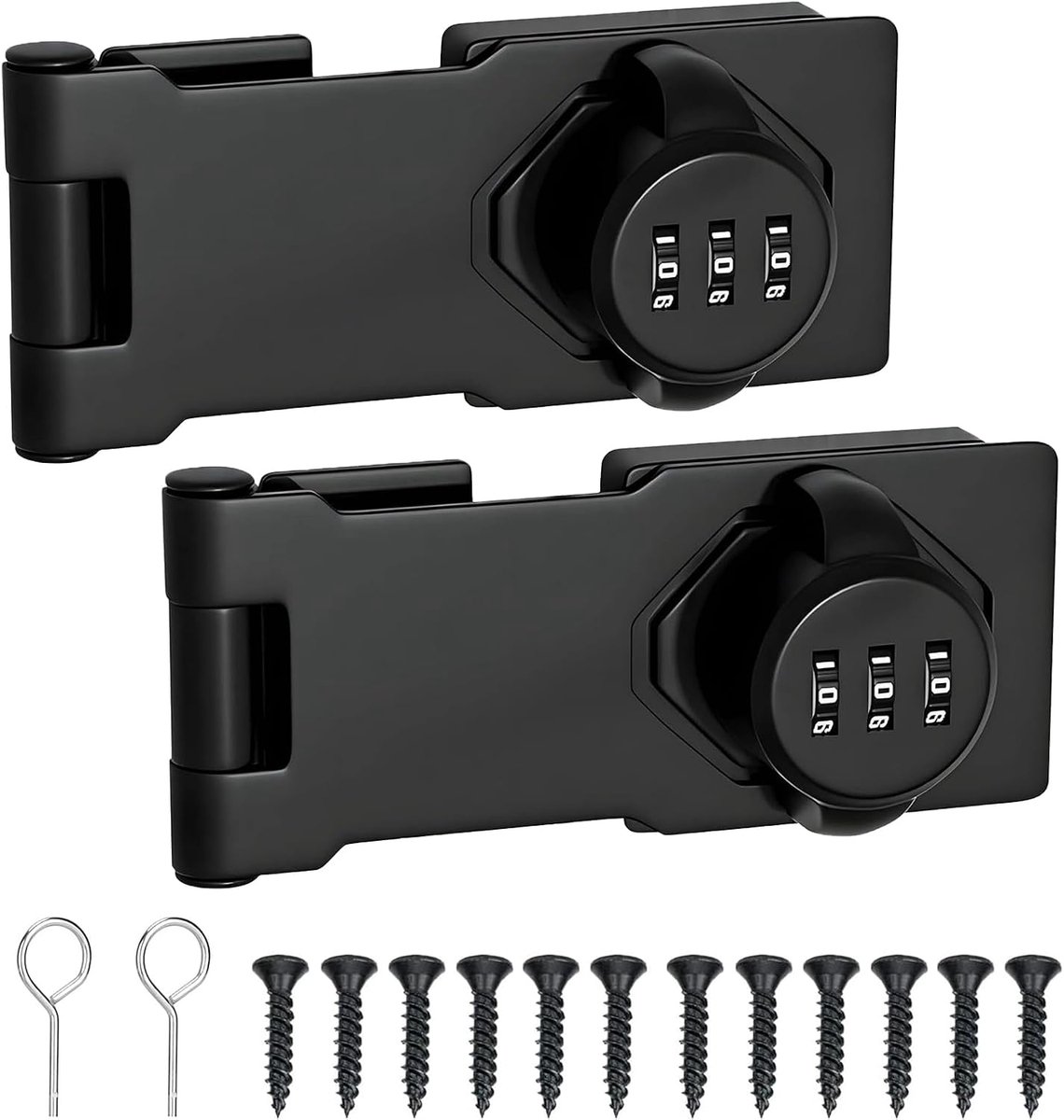 MIYUANGKJ 2Pcs Robbery Number Lock 5 Inch Security Robbery with Digit Lock Lockable Cabinet Lock Hasp Lock Black Door - ShopVlot