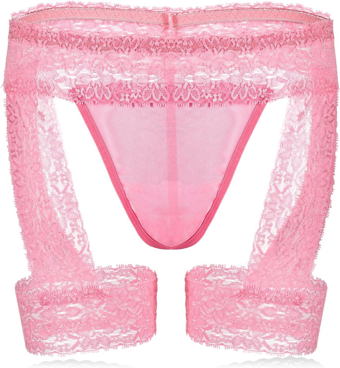 Boyiee Men's Thong Lace Thong Slip Pouch Low Waist Underpants Men's Underwear with Garter - ShopVlot