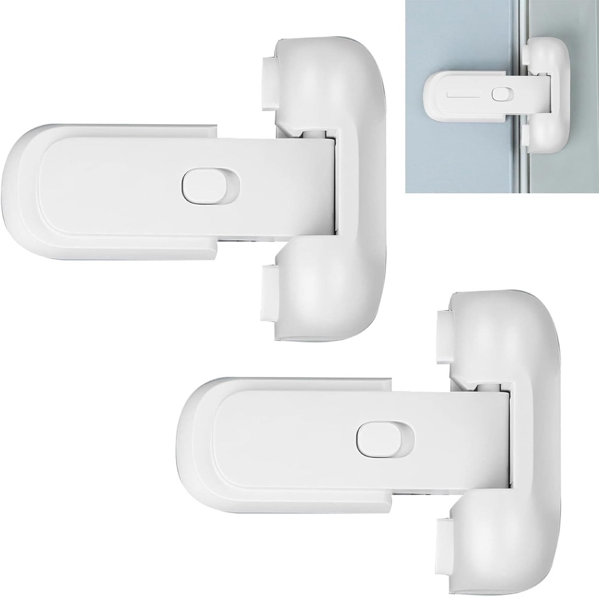 SnelShoppen - 2-pack kinderveiligheid koelkast slot zonder boren, verbeterd kinderslot met sterke kleefstrip voor koelkast en vriezer, eenvoudige inst