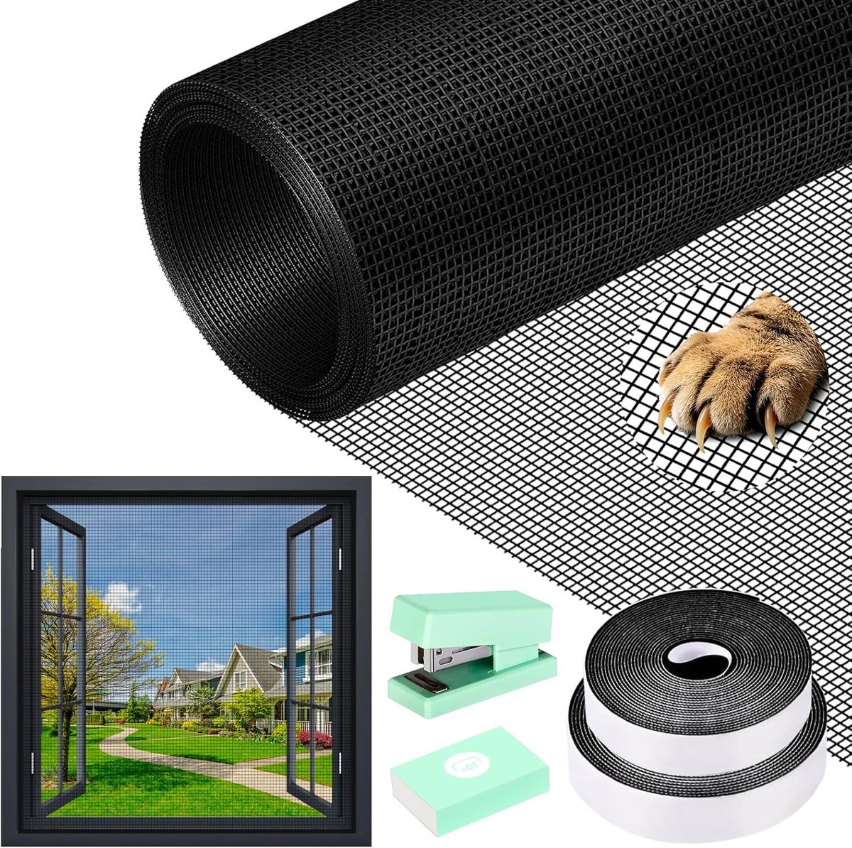 SnelShoppen - Vliegenscherm voor Ramen 120 x 250 cm - Makkelijk te Installeren, Geschikt voor Thuis, Tuin, Camping - Bescherming tegen Insecten en UV-
