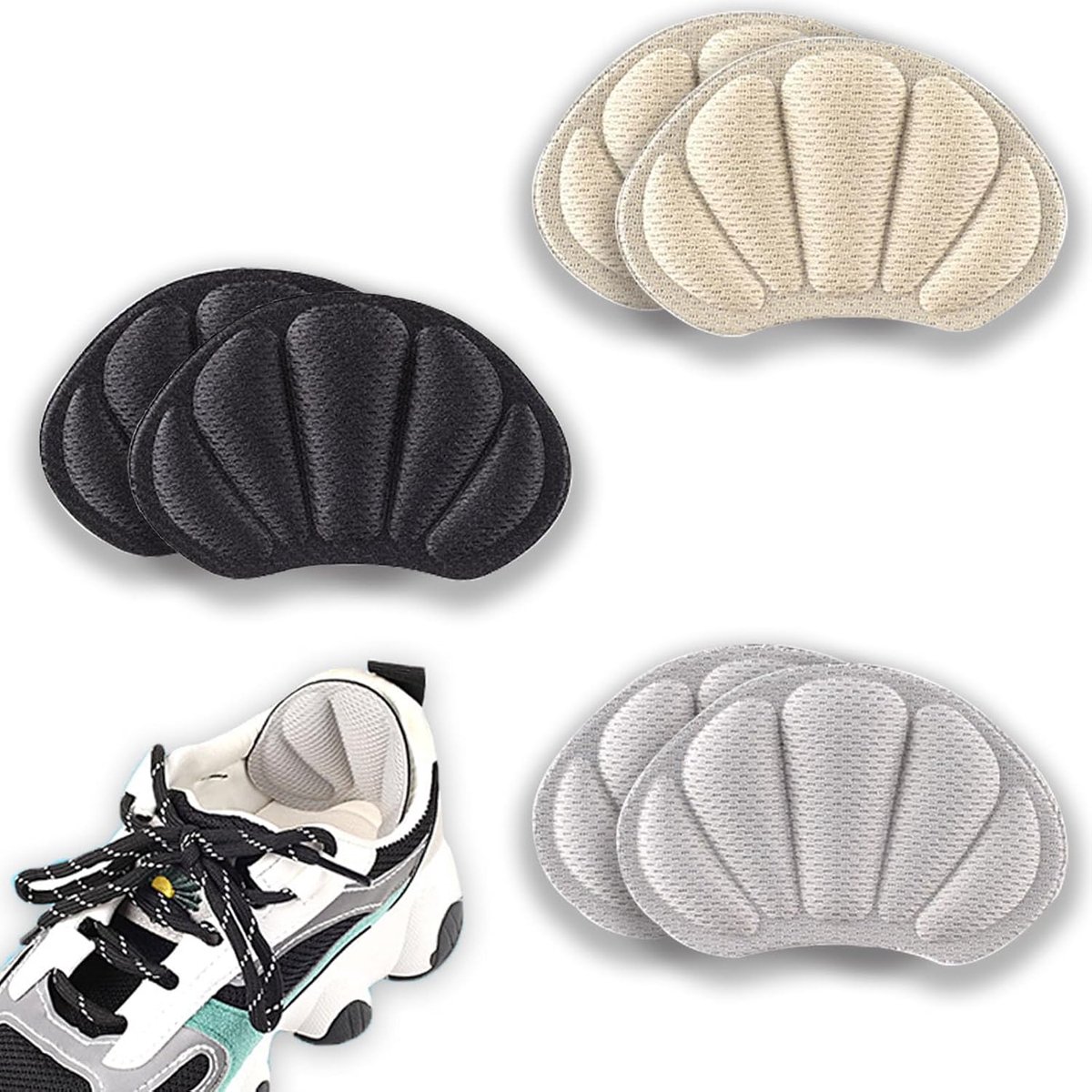 Heel pads voor dames - 3 paar, zachte spons - antislip grip - voorkomt wrijving in te grote schoenen - ShopVlot